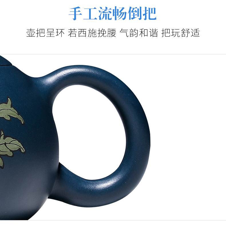 純手工紫砂壺，小巧琺瑯印花紫砂壺